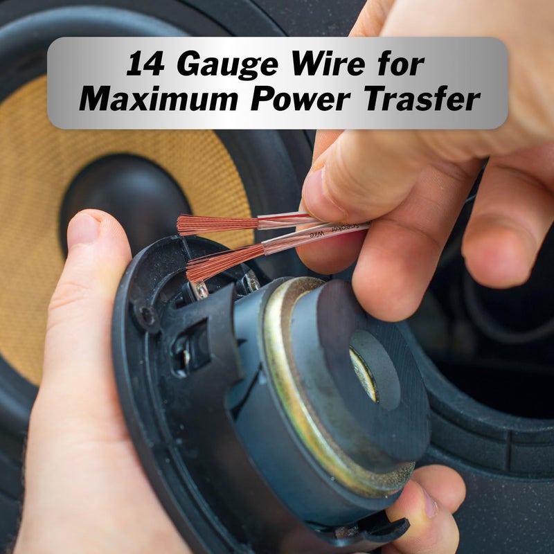 InstallGear 30ft 14 Gauge Speaker Wire - Clear Copper Wire for Car Audio, Home Theater, Surround Sound - Durable PVC Jacket - Easy Polarity ID - Flexible Speaker Cable - Image 2